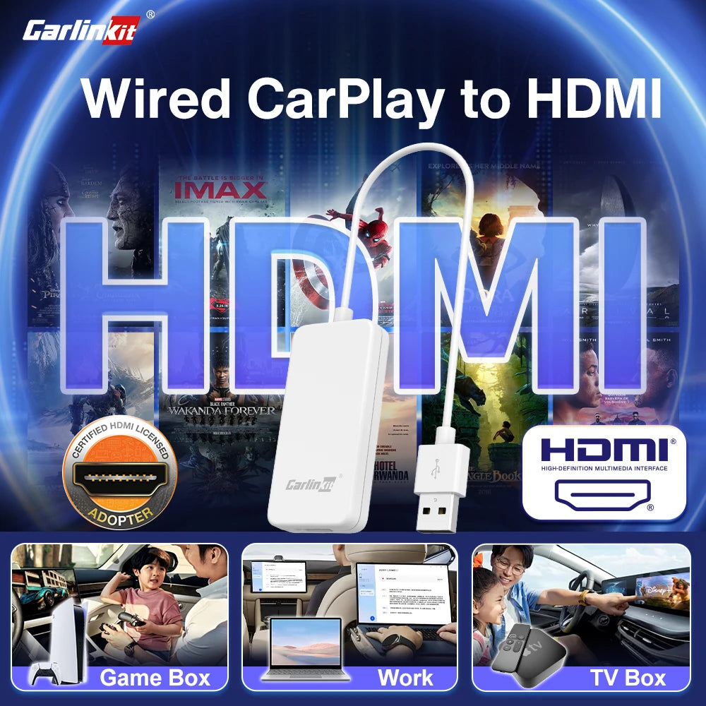 CarlinKit Car TV Mate Converter Video Input HDMI for Fire TV Stick Game or TV Set-top Box USB Adapter for OEM Wired CarPlay Car