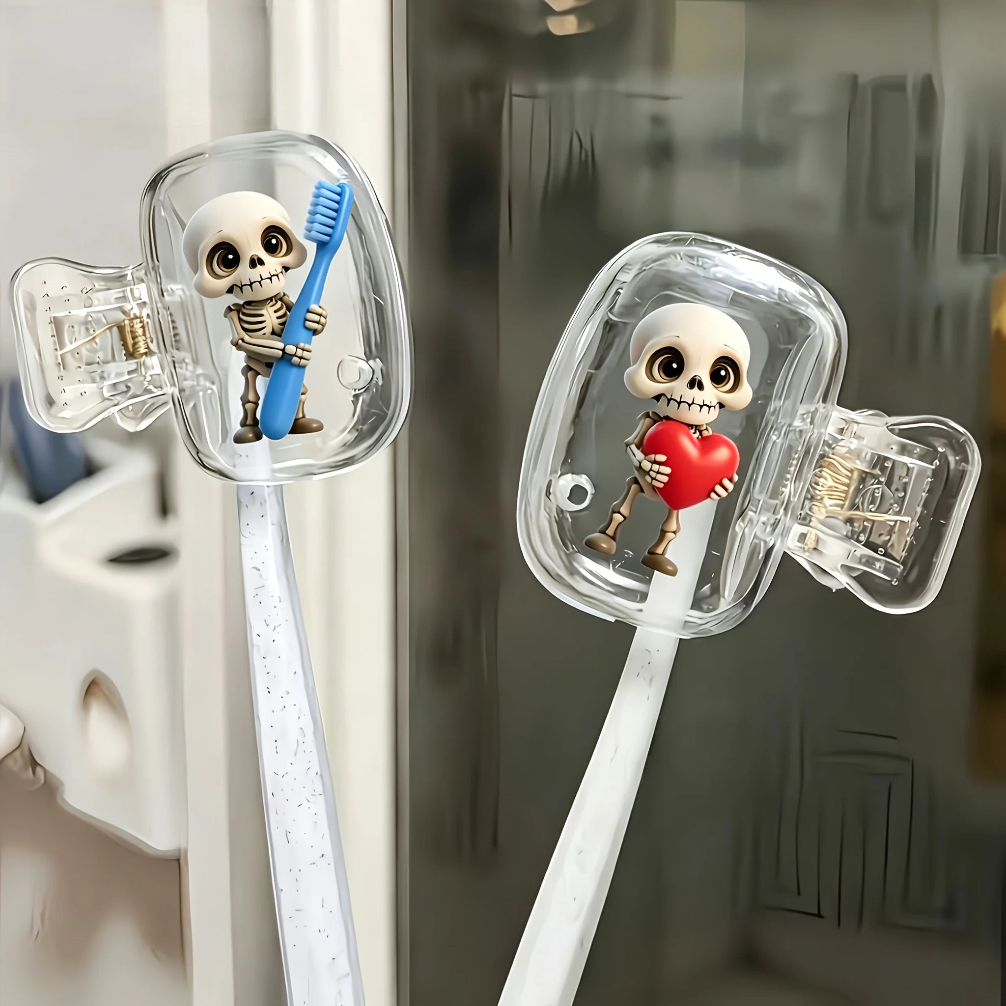 Portable Toothbrush Head Cover with Skull Pattern, Storage Case, Toothbrush Protective Cover Holder For Travel, Outdoor Trips.