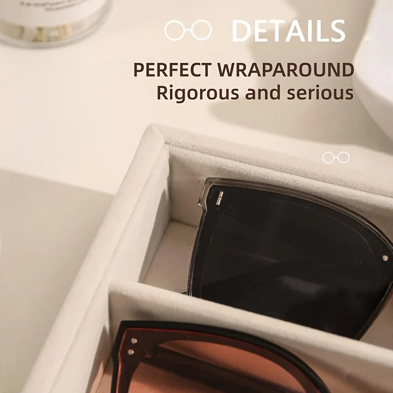Versatile Gray Velvet Organizer Tray for Glasses, Jewelry & Watches - 8-Compartment, Stackable Display Storage Box, Jewelry Tray