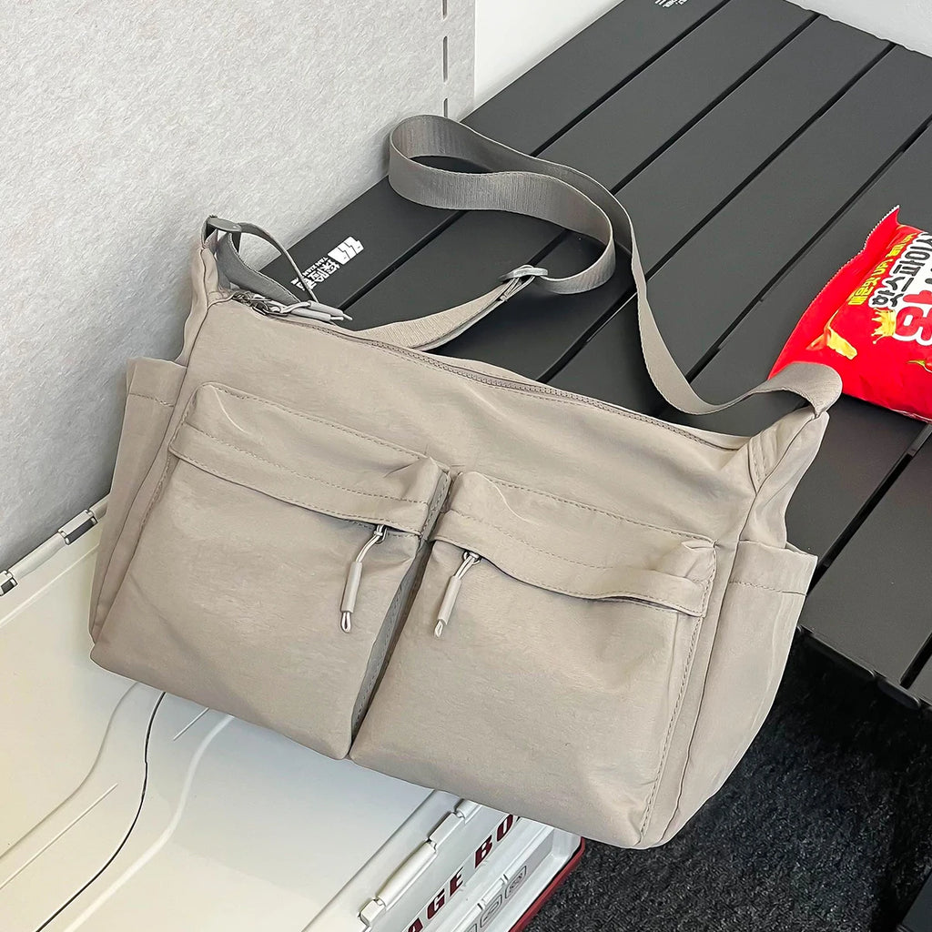 Big Bag Retro Nylon Female Bag Large-Capacity Handbag Commuter Shoulder Bag College Student Class School Bag Tote Bag to School