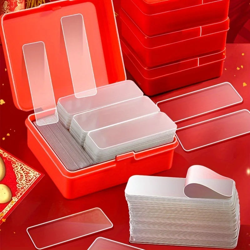 60Pcs/Box Double Sided Mounting Sticky Wall Strips, Clear Mounting Strong Sticky Wall Strips Transparent Tape Without Cropping