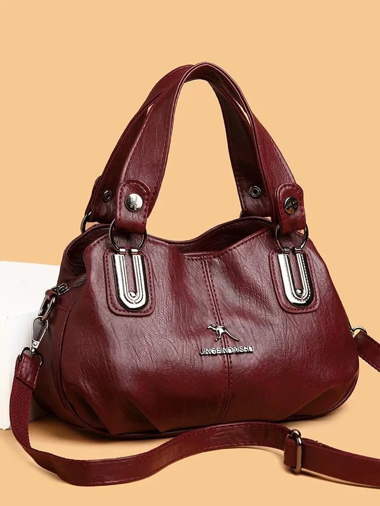 Middle aged women's bag 2026 new large capacity genuine leather shoulder bag, soft leather casual mother bag, cowhide crossbody