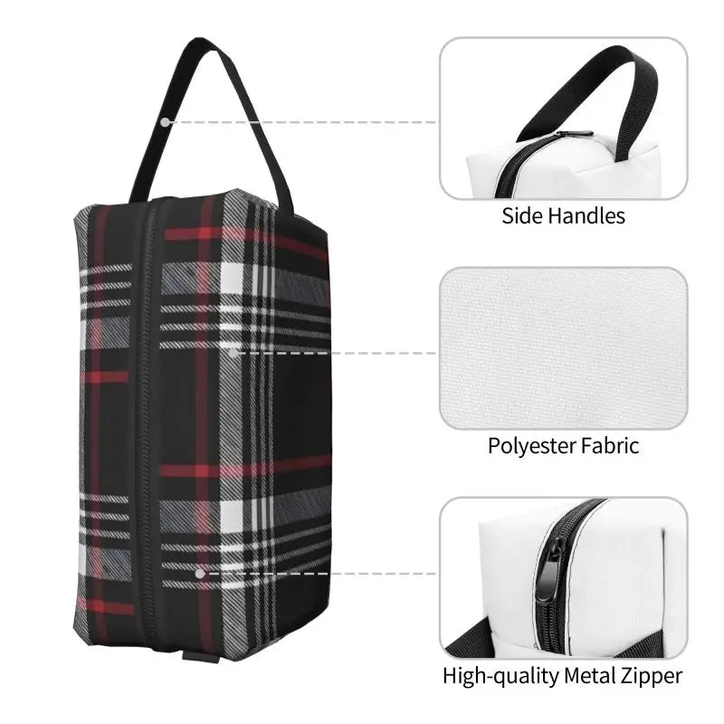 GTI Tartan Print Travel Storage Bags Unisex Portable Toiletry Bag Large Waterproof Makeup Cosmetic Bag Pouch for Women Men Gift