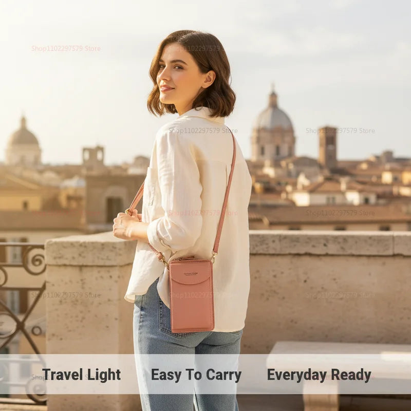Women’s Leather Mini Crossbody Bag Soft Side Phone Coin Purse Travel Shoulder Bag Small Messenger Bag for Daily Use