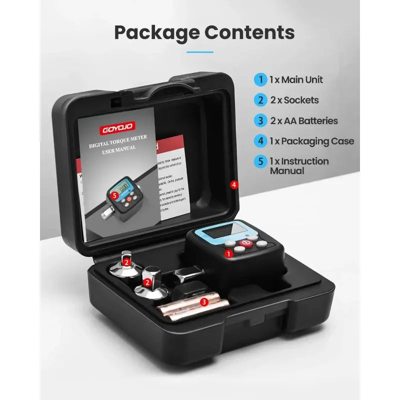 1/2"1/4 Digital Torque Wrench Adapter Precision Electronic  Tool Converter Meter with LCD Display
