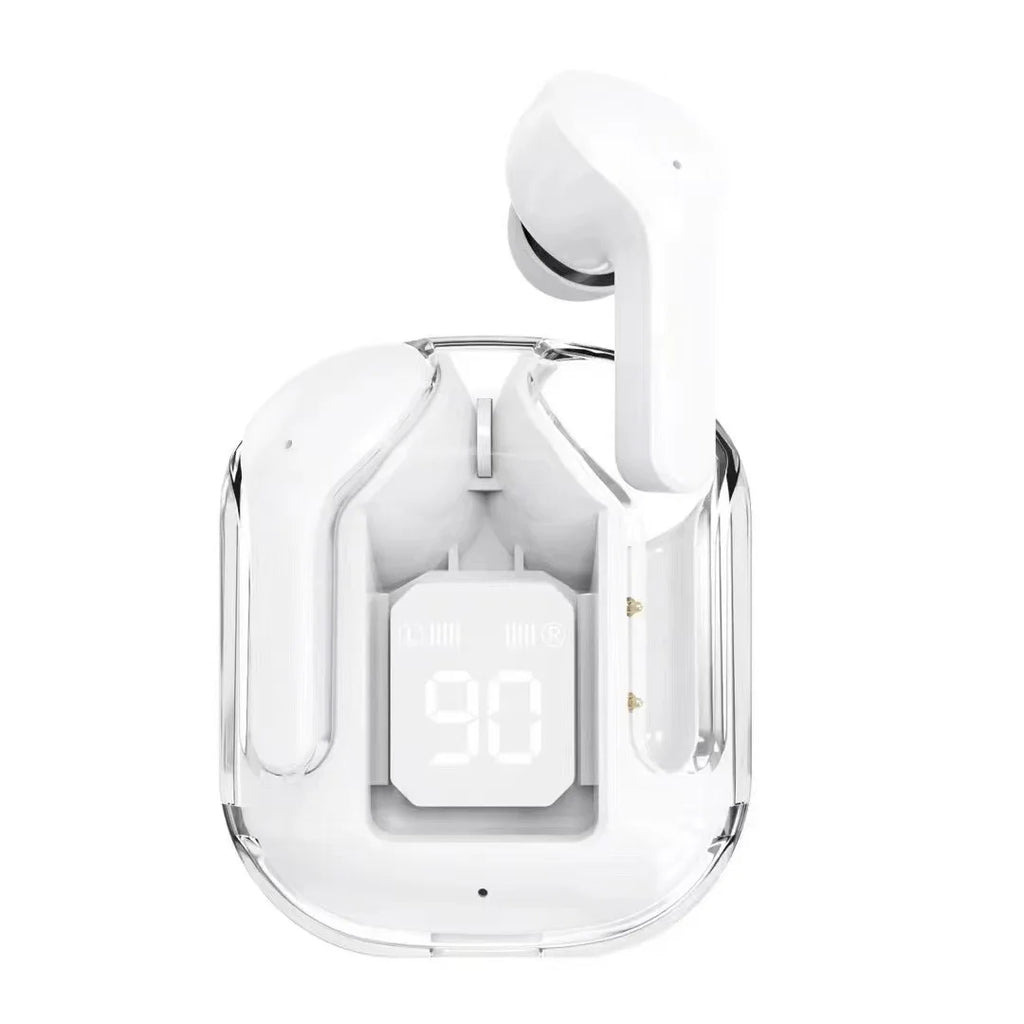 Pastel Lightweight In-Ear Earphones with Trendy Clear Charging Case Digital Power Display Portable Sports Audio Earbuds