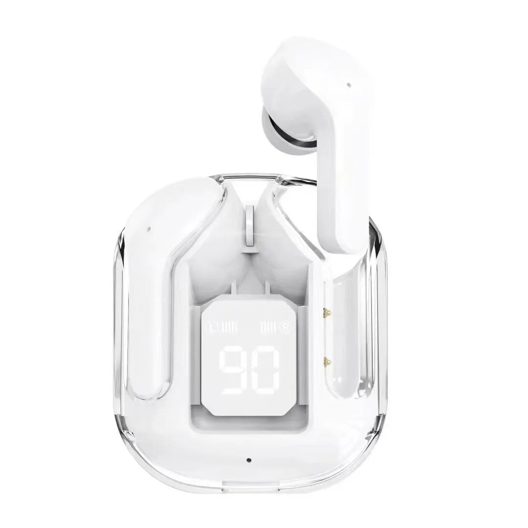 Pastel Lightweight In-Ear Earphones with Trendy Clear Charging Case Digital Power Display Portable Sports Audio Earbuds