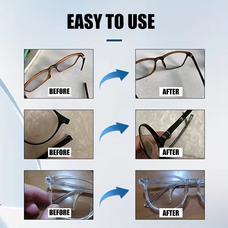 Eyeglass Frame Repair Glue, Low-Cost Clear Strong Multi-Purpose Adhesive for Glasses Frames, Rhinestones, Pearls Device Bonding