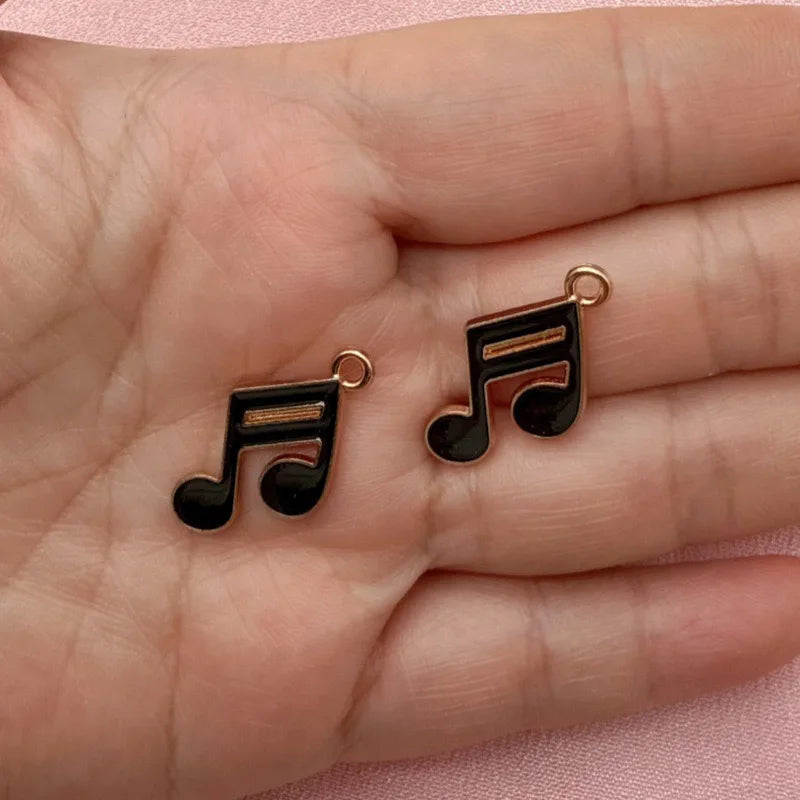 15pcs Alloy Drip Oil Cross border Music Festival Cute Instruments Guitar Notes DIY Accessories Pendant Handmade