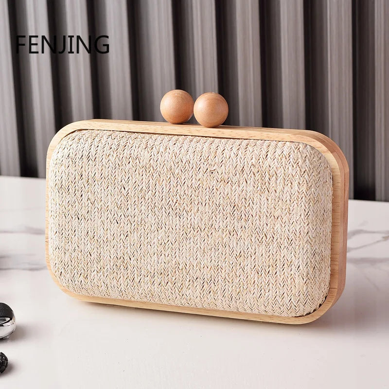 Straw Clutch Handbag 2025 Summer Beach Straw Purse for Women Woven Bag Casual Straw Shoulder Crossbody Bag New Evening Handbag