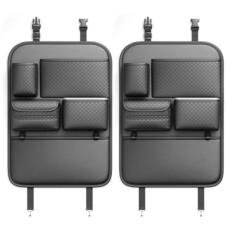 1/2pcs Car Seat Back Organizer High-Capacity Multi-Pocket Backseat Storage Bag Wear-Resistant Anti Kick Mat