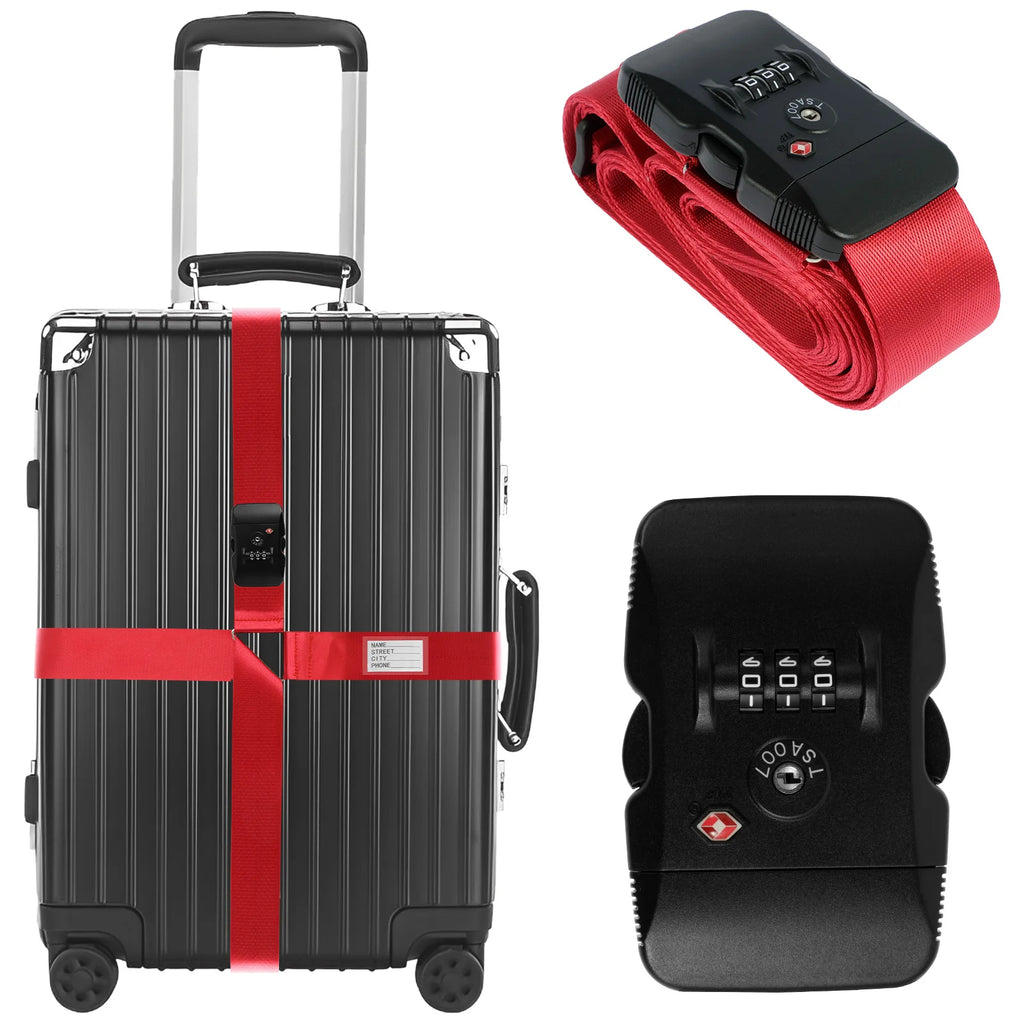 Anti-theft Luggage Buckle Cross Strap TSA Customs Lock Luggage Cross Belt Adjustable Packing Baggage Suitcase Belts Accessories
