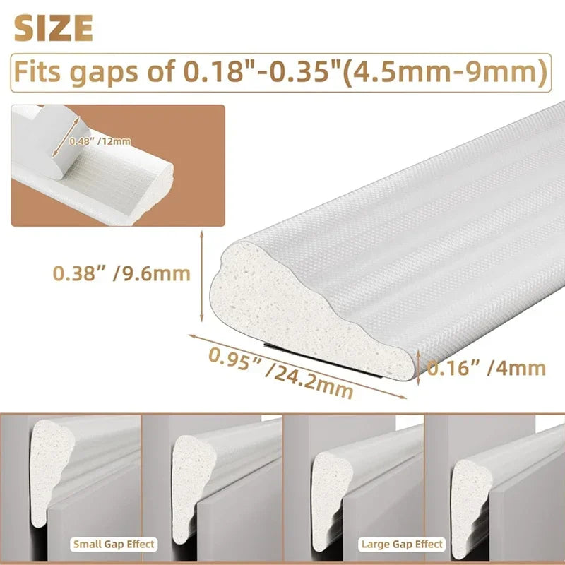 4M Wedge-Shape Foam Weather Stripping Door Seal Strip self-adhesive high density PU weatherstrip Gap Filler for Doors Frame