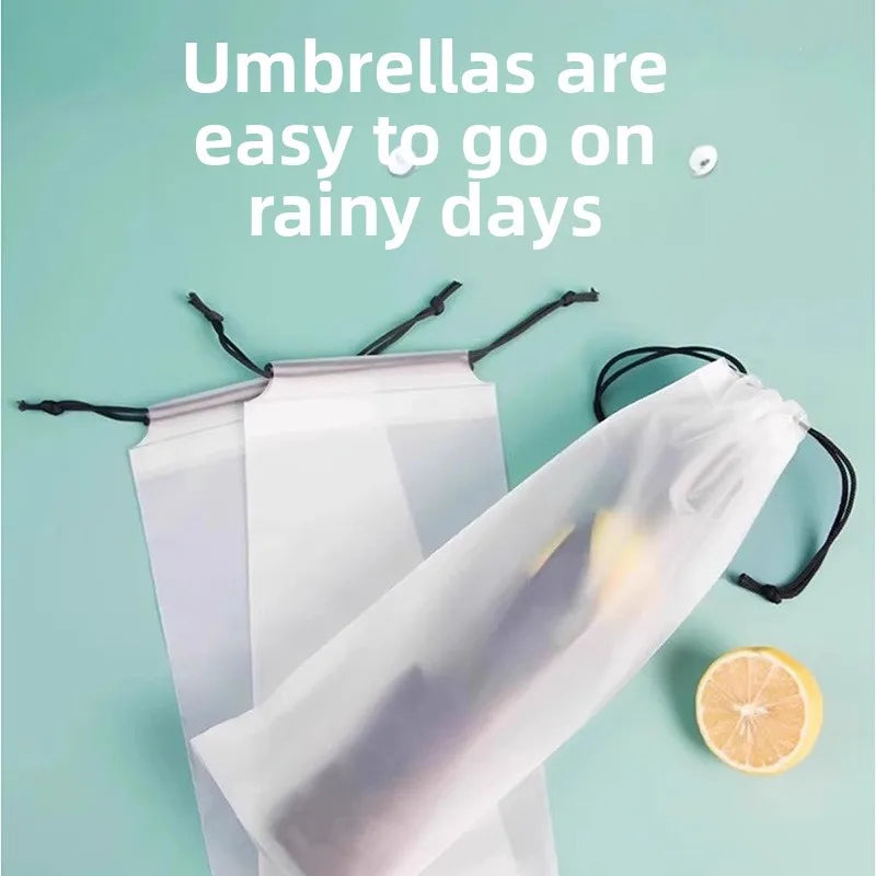 10pcs Beam Mouth Waterproof Umbrella Storage Bag Plastic Bag Drawstring Bag Translucent Bag Out Storage Vehicle-mounted Wet Bag