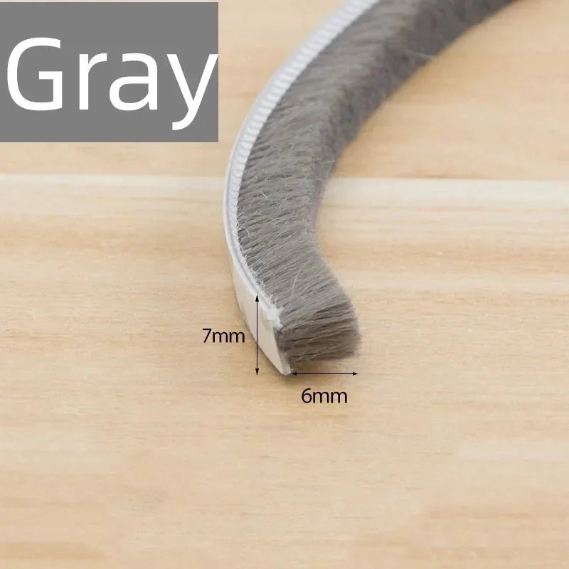 10Meters Brush Strip Self Adhesive Door Window Sealing Strip Home Door Window Sound Insulation Seal Film Door Swal Weather Strip