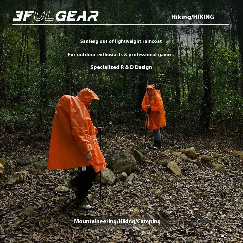 3F UL GEAR Zipper Raincoat 15D Nylon/210T Polyester Waterproof Jacket Ultralight Outdoor Cycling Camping Hiking Rain Poncho Coat