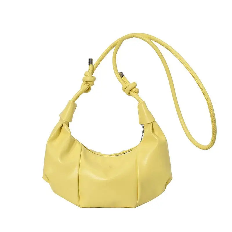 Fashionable Dumpling Shape Shoulder Bag For Women Street Trend PU Material Zipper Opening Crossbody Purse For Daily Use