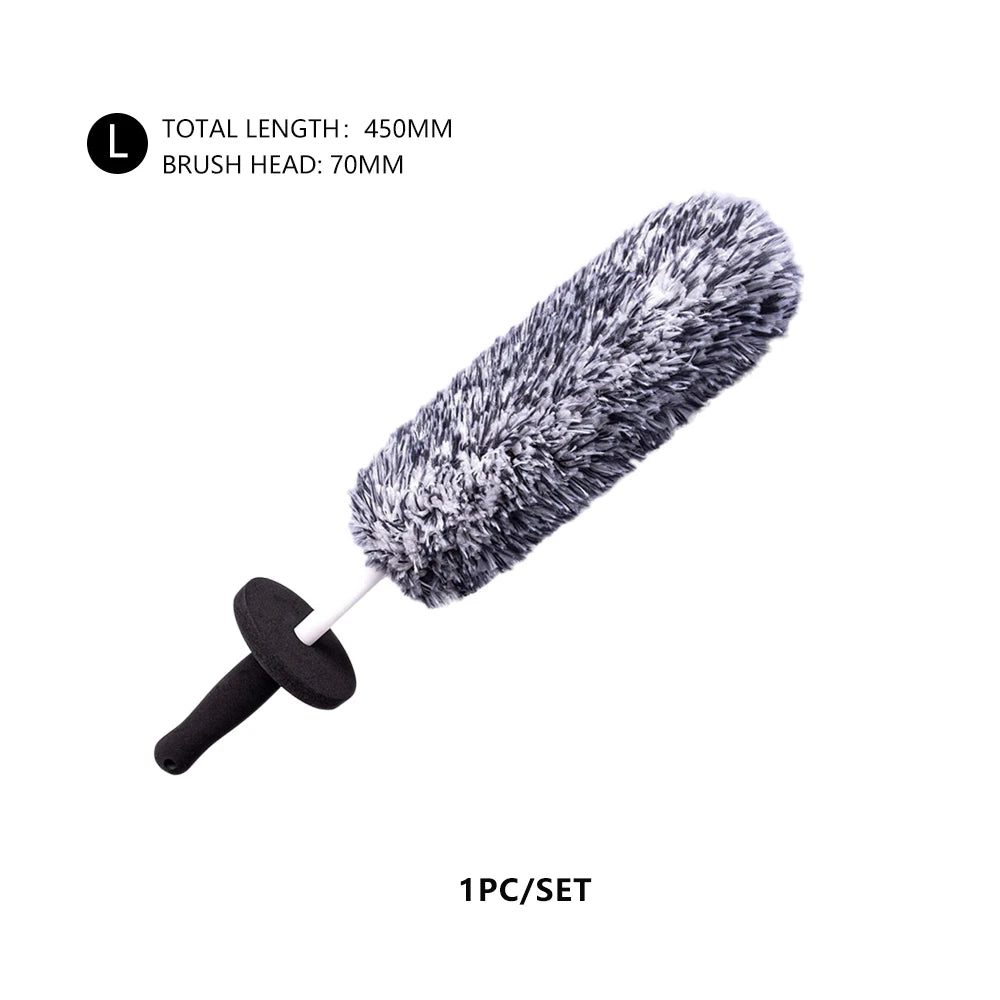 Car Wheel Cleaning Tire Brush Microfiber Car Long Reach Wheel Rim Detailing Brush Non Scratch Motorbike Rim Care Washing Tool