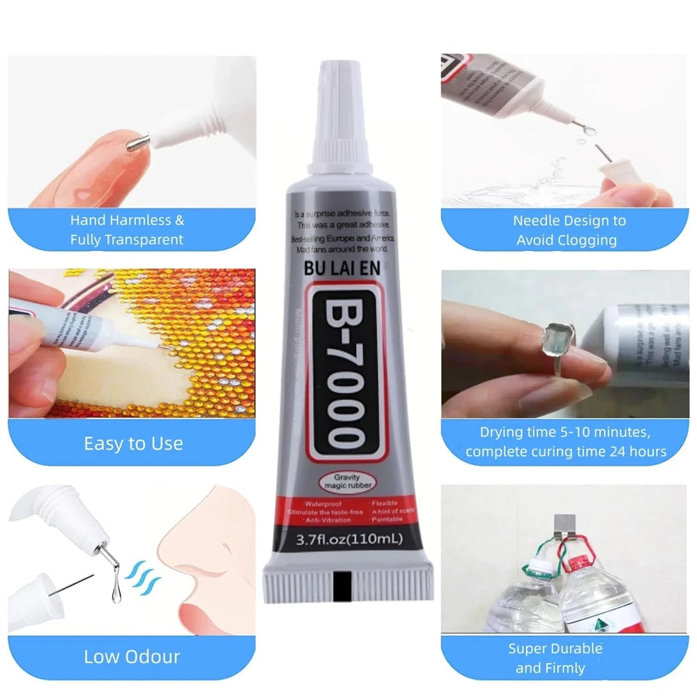 B7000/T7000 Black And Clear Soft Adhesive B-7000 Computer Cell Phone Touch Screen Repair Frame Anti-vibration Universal Glue