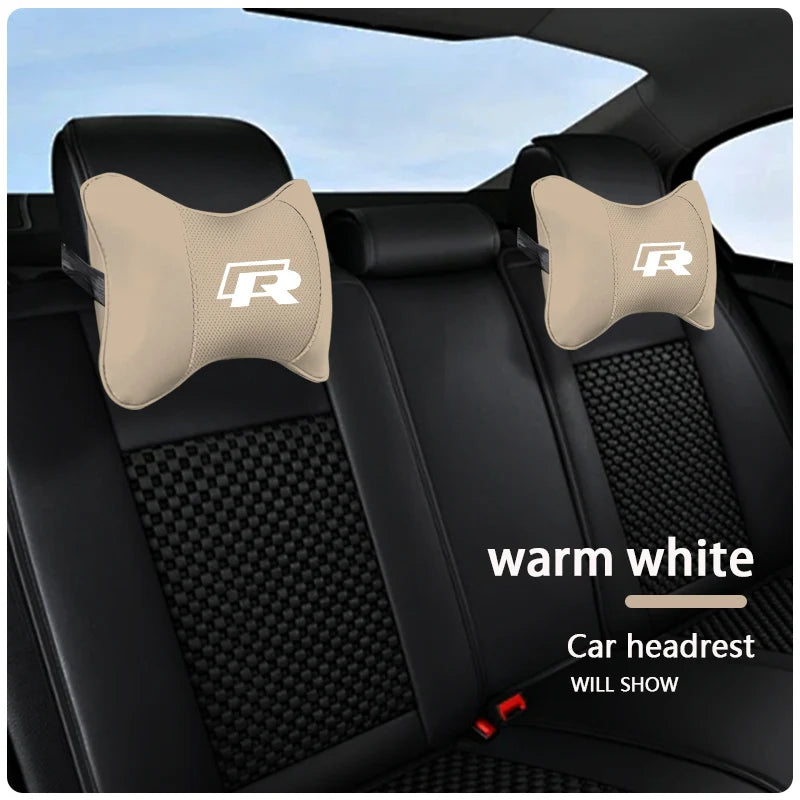 Keychain Leather Car Seat Headrest Memory Foam Comfort Neck Pillow Auto Interiors For Volkswagen VW T5 ID3 Tiguan GTI RLine Golf
