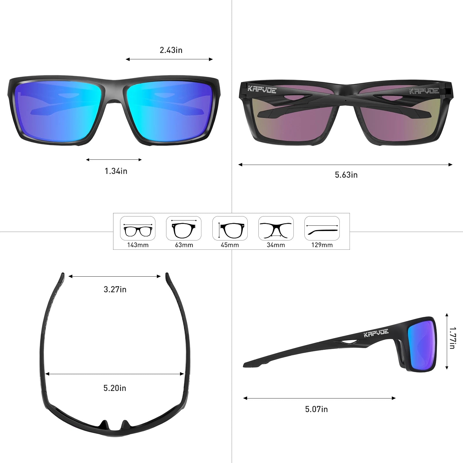 Kapvoe Polarized Hiking Eyewear Sunglasses for Men UV400 Lens Sunglasses Glasses PC Lens Glasses HD Lens Outdoor Sunglasses 2026