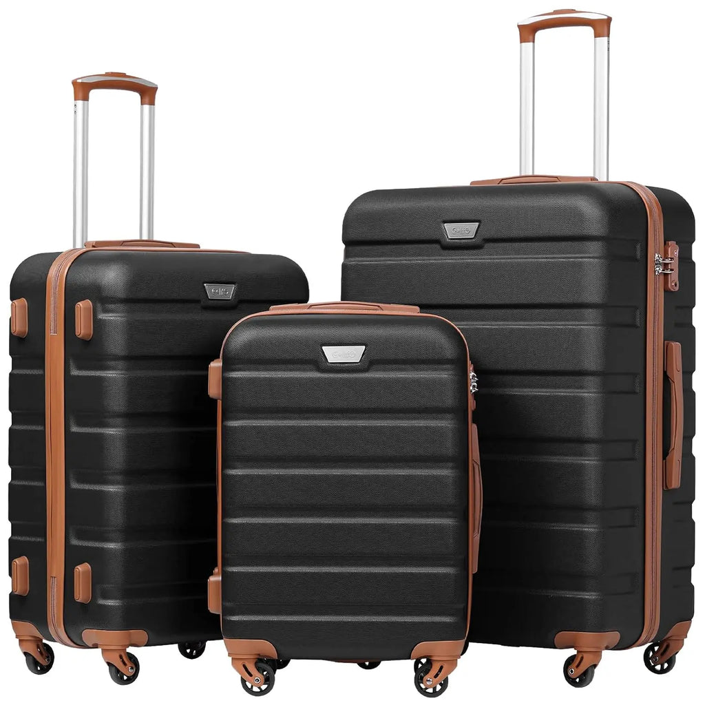 3 Piece Lightweight Durable Hardshell Luggage Set 360° Spinner Wheels TSA Approved Lock Suitcases, Customize