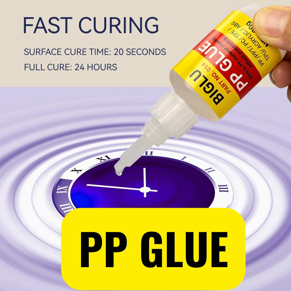 20g Instant Polypropylene (PP) Adhesive Without Any Special Processing Quick Dry Directly Bonds Plastic PPT PC ABS PVC TPE TPU