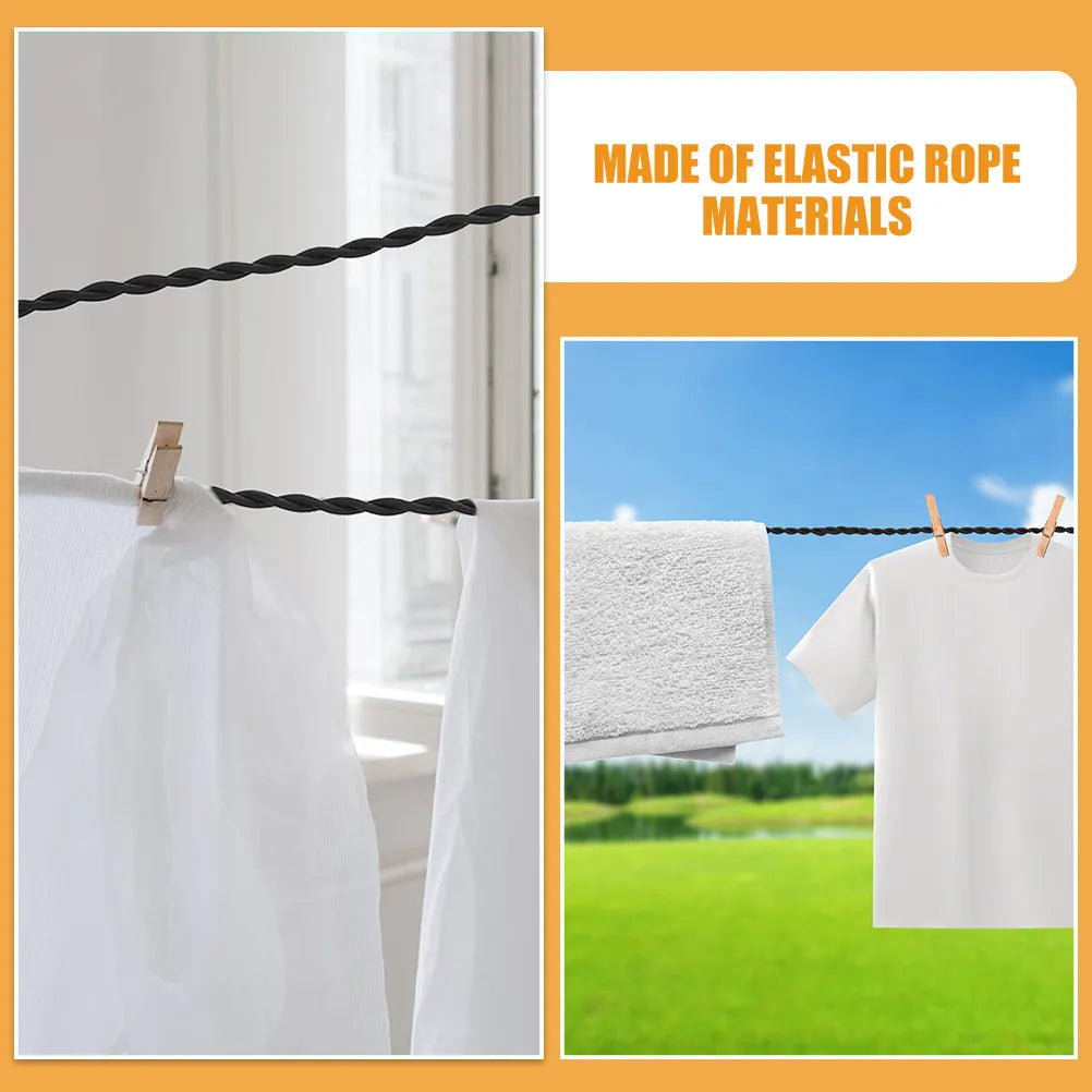 Portable Travel Clothesline Elastic Stretchable Clothes Drying Rope Suction Cup Hook Camping Hiking Outdoor Laundry Line