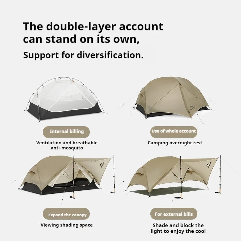 Naturehike Mongar UL Hiking Tent 1 2 Person 15D Nylon Ultralight Waterproof Double Layer Outdoor Backpacking Travel Camping Tent