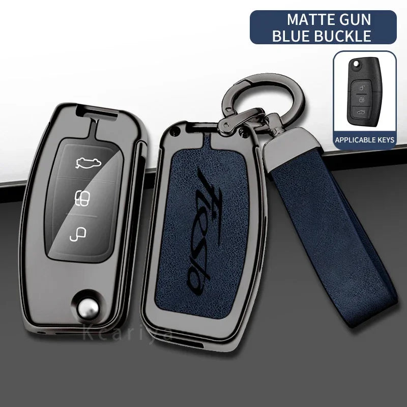 New Auto TPU Zinc Alloy Key Case Bag For Ford Fiesta Logo Car Key Chain Car Metal Key Shell Car Interior Decoration Accessories