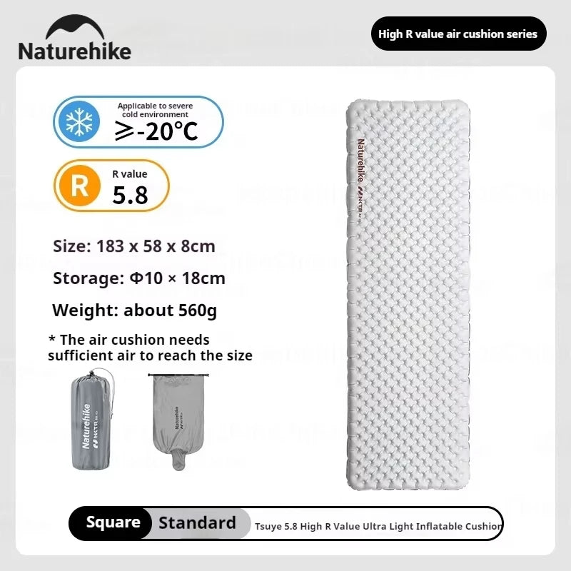 Naturehike R5.8 Inflatable Mattress Thermal Insulation Air Cushion for Hiking Outdoor Sleeping Bed Pad Ultralight Folding Mat