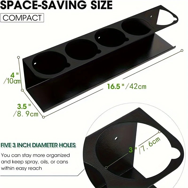 5 Cans Wall-Mounted iron Aerosol Spray Can Holder Rack - Garage Workshop Organizer for Paint Bottles, Lubricants & Cleaners