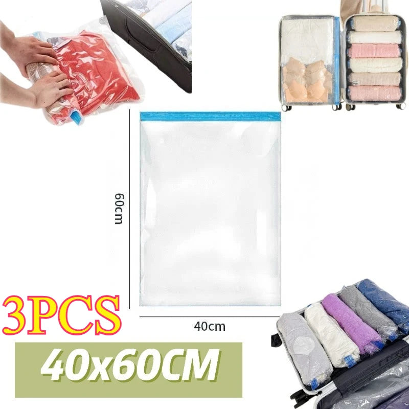 Roll Up Space Saver Travel Storage Bags Travel Accessories Compression Bag for Packing & Clothes, No Pump or Vacuum Needed