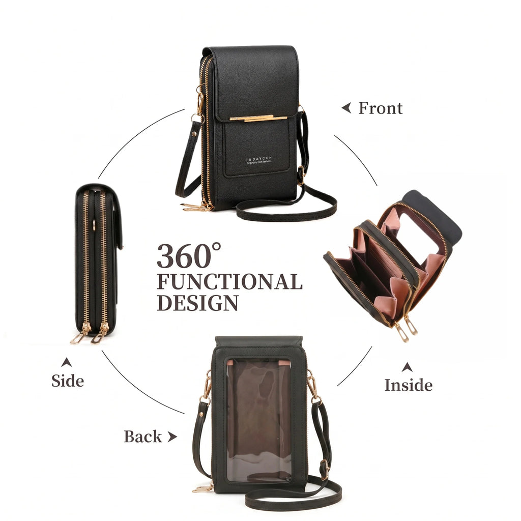 Pomelo Best Touch Screen RFID Crossbody Phone Bag Women PU Leather Multi Card Slots Shoulder Purse