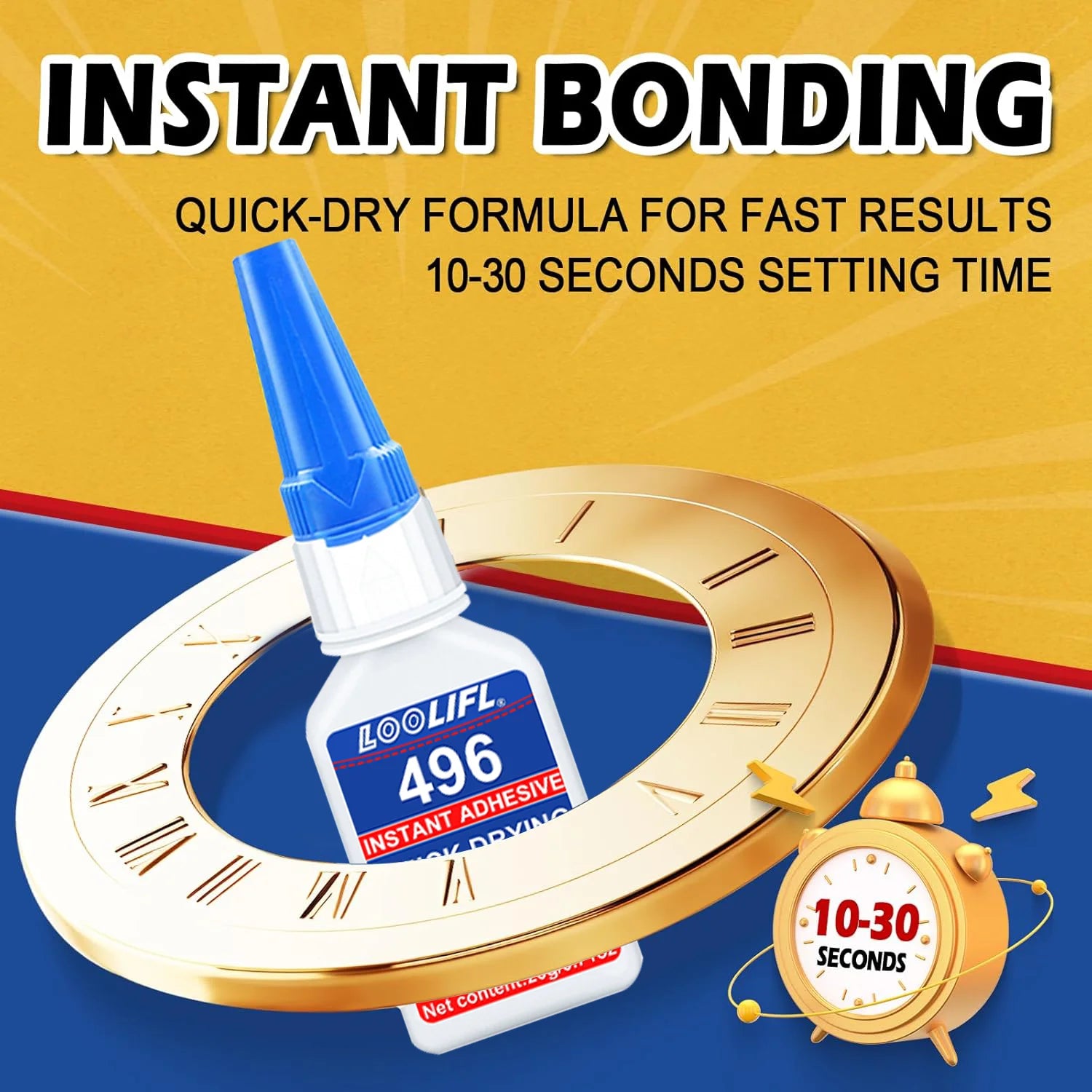 Super Strong Cyanoacrylate Universal Glue, 10 Seconds Bonding, Used for Plastics, Shoes, Metals, Ceramics, Wood, Glass and So On