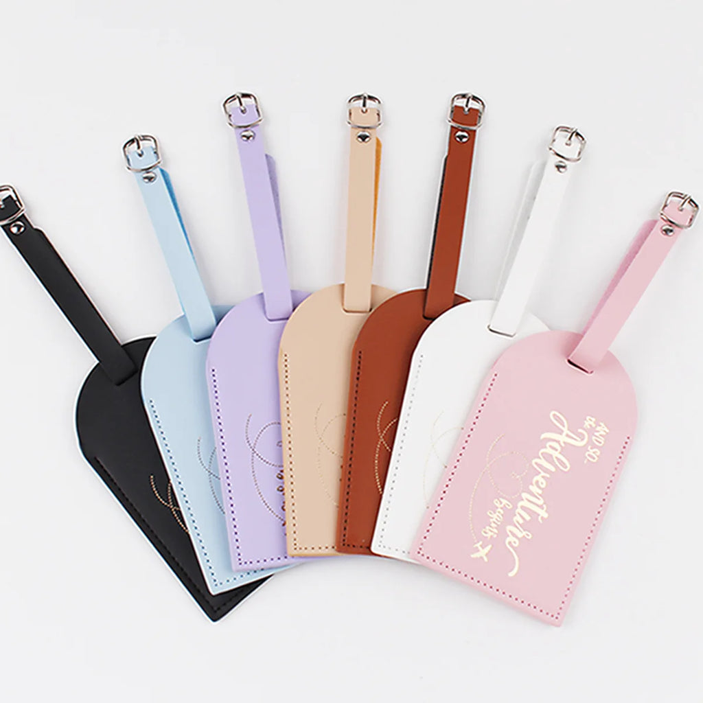 1PC Women Men PU Leather Luggage Tag Suitcase Label Baggage Boarding Bag Tag Name ID Address Holder Travel Accessories