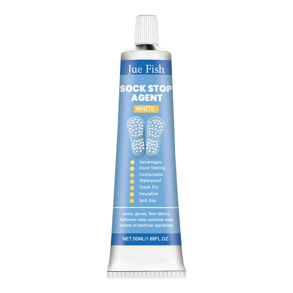 Anti Slip Sock Glue with Scraper and Template Sock Stop Glue Sock Stop Non Slip Adhesive for Anti-Slip Socks Bathroom Mats