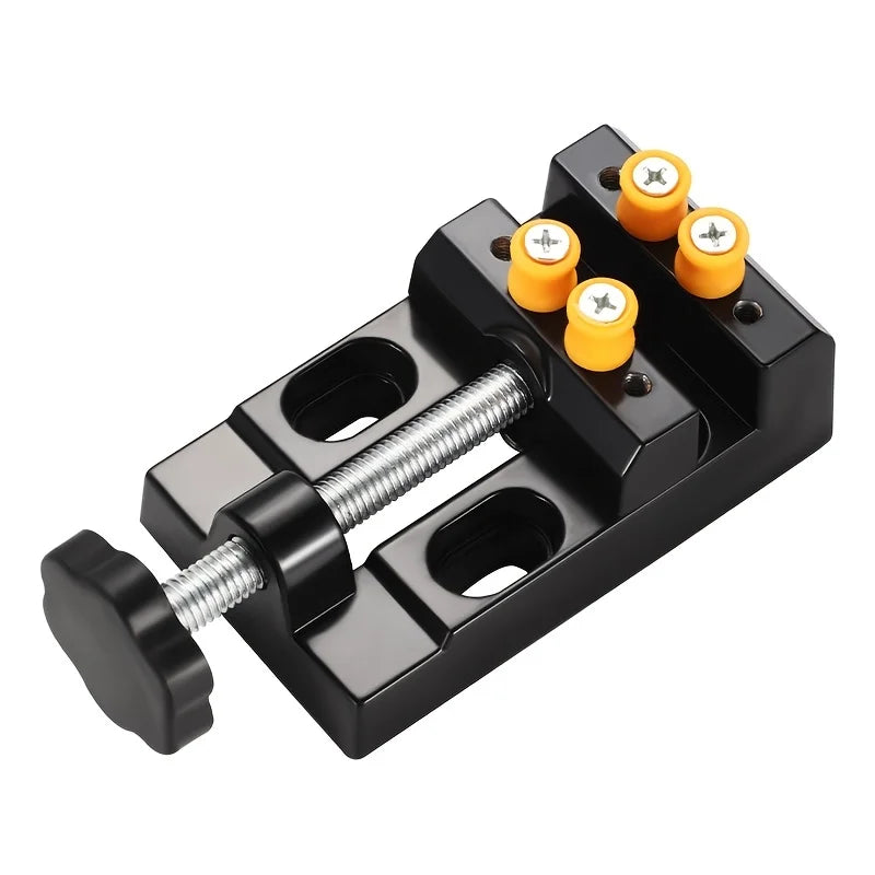 Mini Universal Flat Clamp with Parallel Table Pliers for Watch Repair, Sculpture Craftsmanship Jewelry Black/Orange