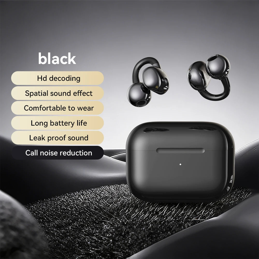 Electroplated Ear Clip True Wireless Bluetooth Headsets Portable  Sports Run Long Battery Life HD Call Noise Reduction Earplugs