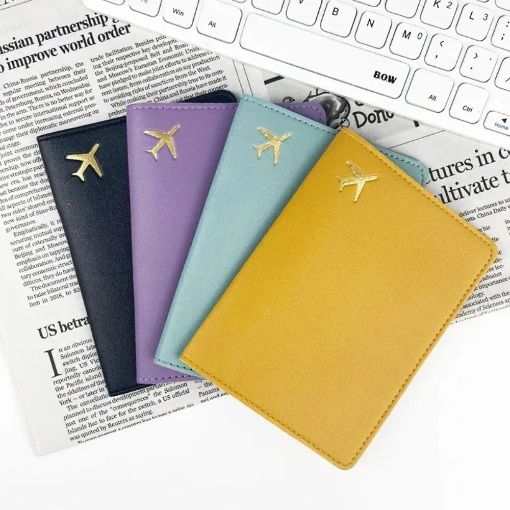 PU Leather Passport Holder Lightweight Waterproof Passport Case Portable Storage Solid Color Passport Protective Cover