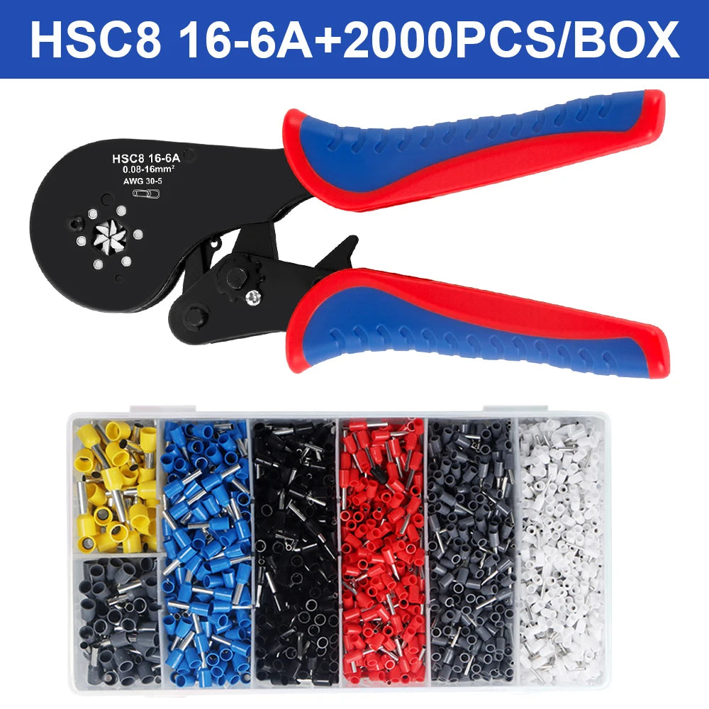 Ferrule Crimping Tool HSC8 16-6A Tubular Terminal Mini Pliers For Large Size Terminals Electrical Clamps 0.08-16mm²/30-5AWG