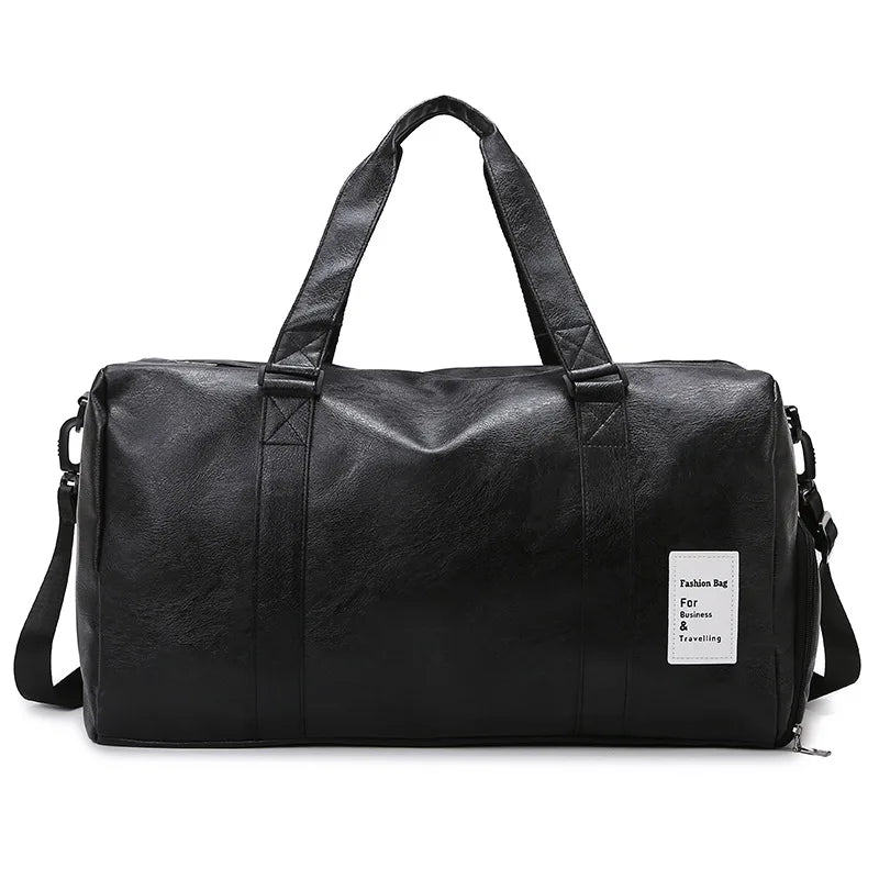 Soft Leather Fitness Bag Waterproof Dry Wet Separation Travel Bag Handheld Short Trip Bag with Independent Shoe Compartment P...