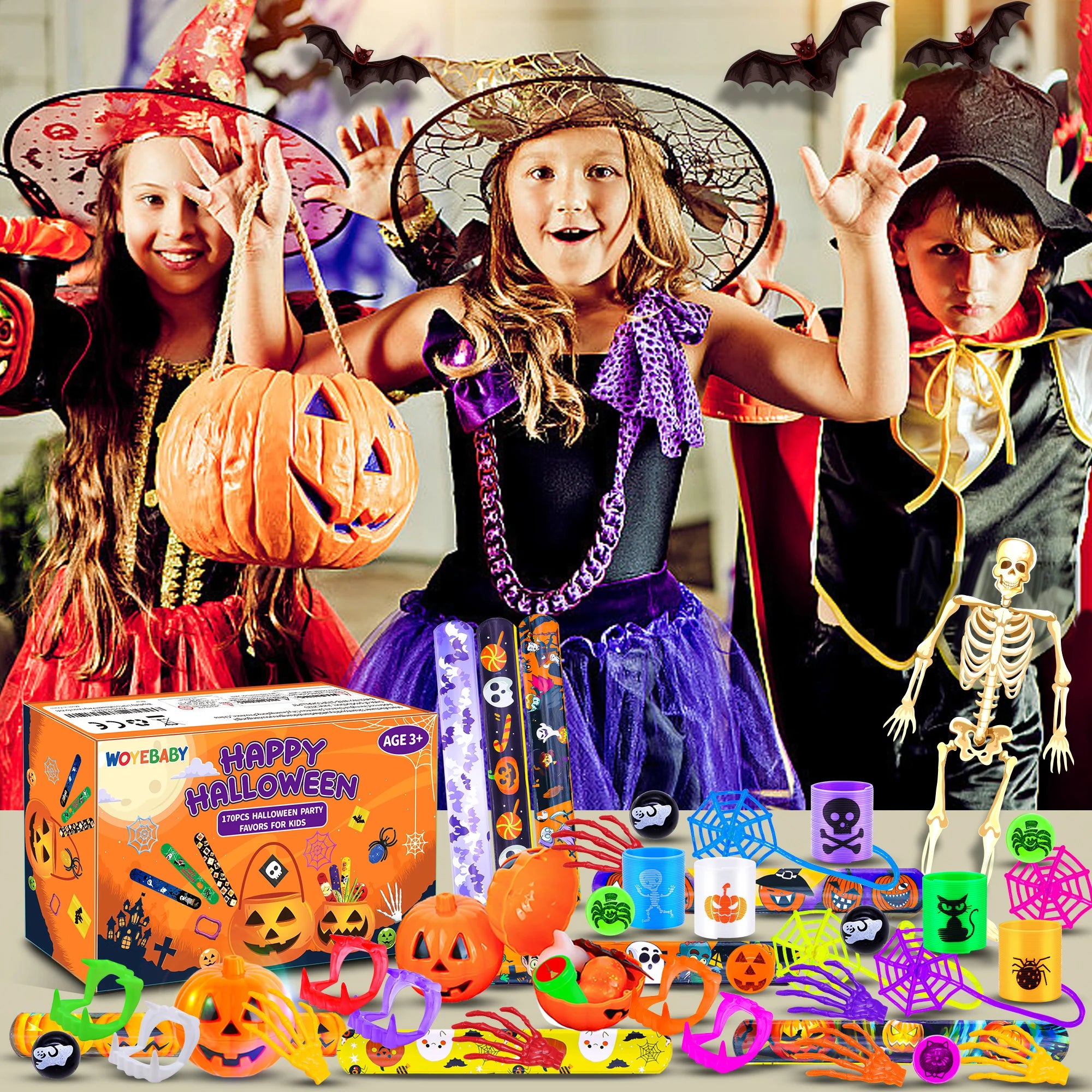 170Pcs Halloween Mini Fidget Toy Set for Kids - Stress Relief Sensory Toys Classroom Treasure Box Party Favors & Kids Gifts