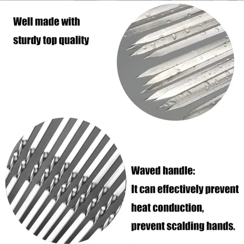 Stainless Steel Barbecue Skewers Reusable Portable Barbecue Fork Outdoor Camping Picnic Barbecue Utensils Kitchen Accessories