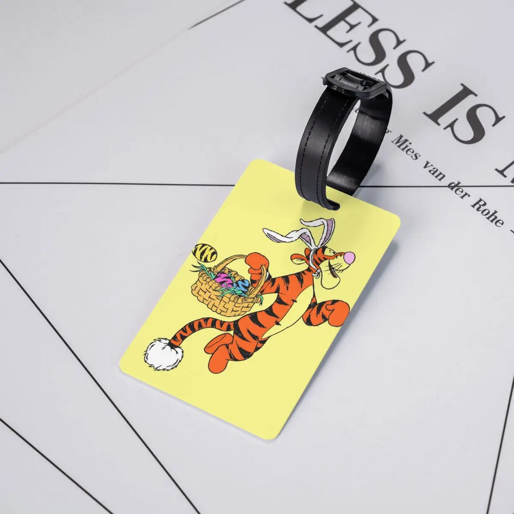 Custom My Friends Cartoon T-Tigger Pooh Luggage Tag Privacy Protection Baggage Tags Travel Bag Labels Suitcase