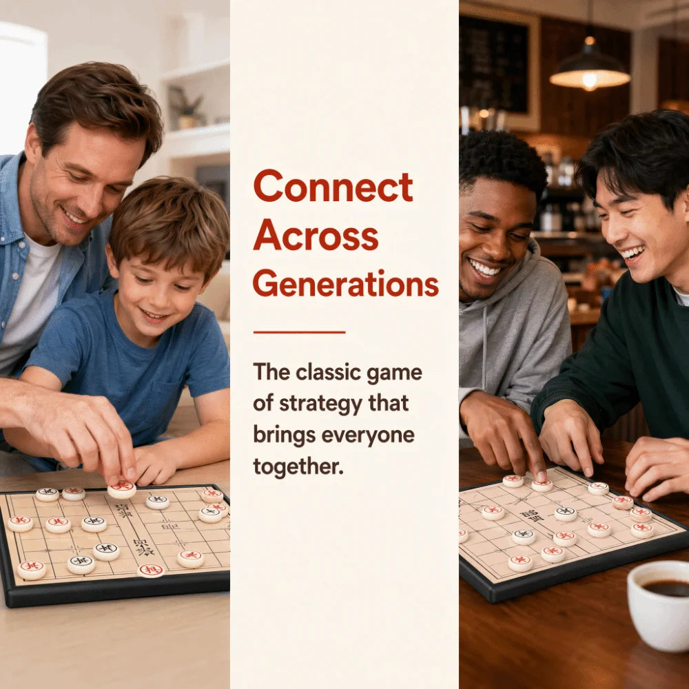 Portable Foldable Xiangqi Educational Strategy Chess Puzzle Game Learning Board Game Set Office