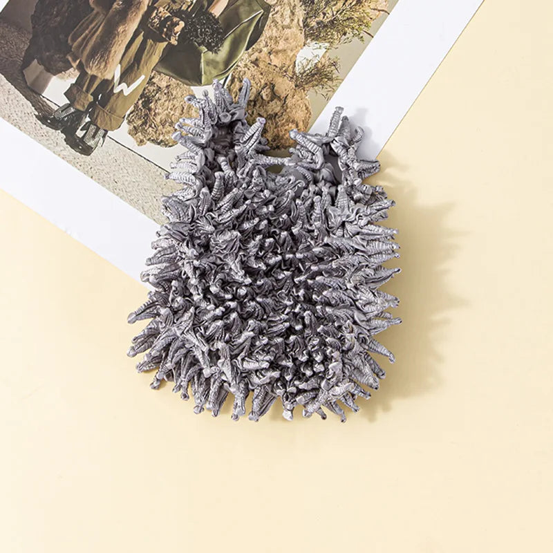 Folded Bubble Design Shopping Bag Swollen And Shrunken Hedgehog Shape Magic Bubble Bag Fashion Simple Craft Design Handbag