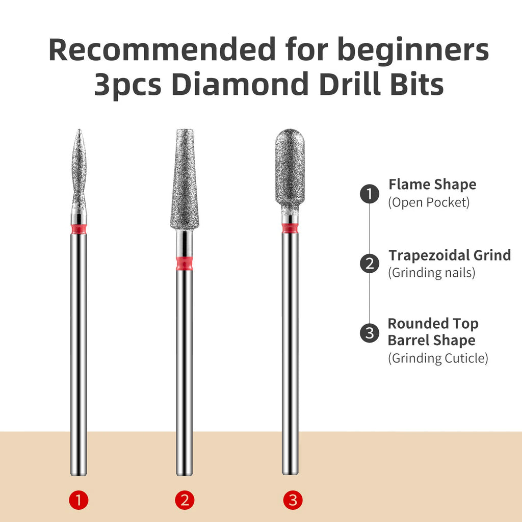 8PCS Diamond Nail Drill Bit Set Electric Milling Cutters For Manicure Cuticle Clean Manicure Drill Accessories
