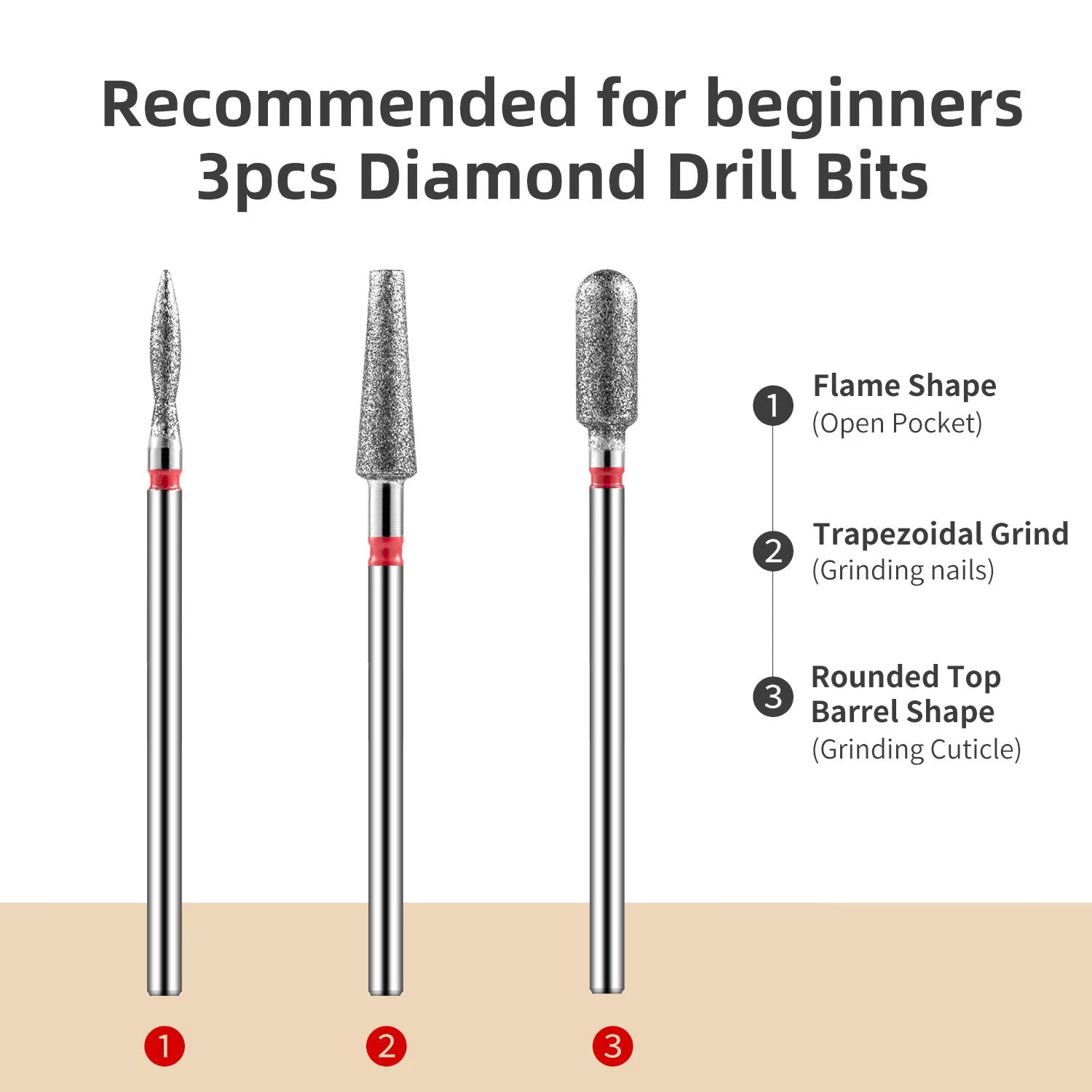 8PCS Diamond Nail Drill Bit Set Electric Milling Cutters For Manicure Cuticle Clean Manicure Drill Accessories