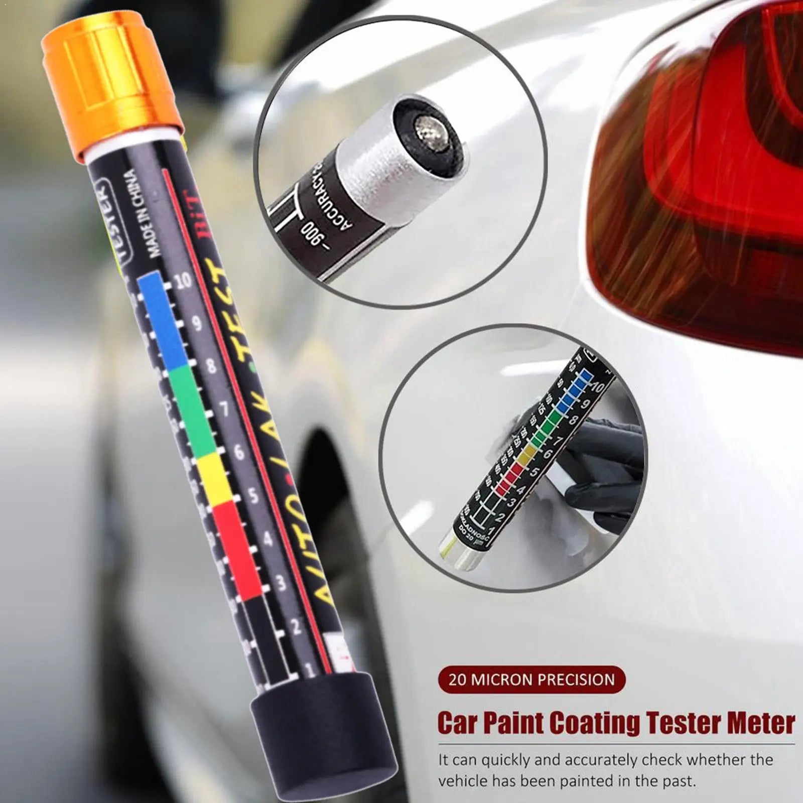 1PC Paint Thickness Tester With Magnetic Tip Scale Indicator Portable Car Paint Coating Tester Meter Coat Crash Check Test